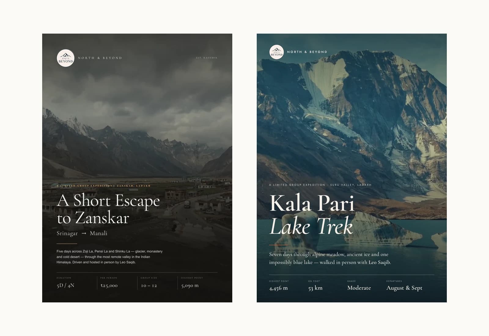 Zanskar and Kala Pari expedition covers side by side